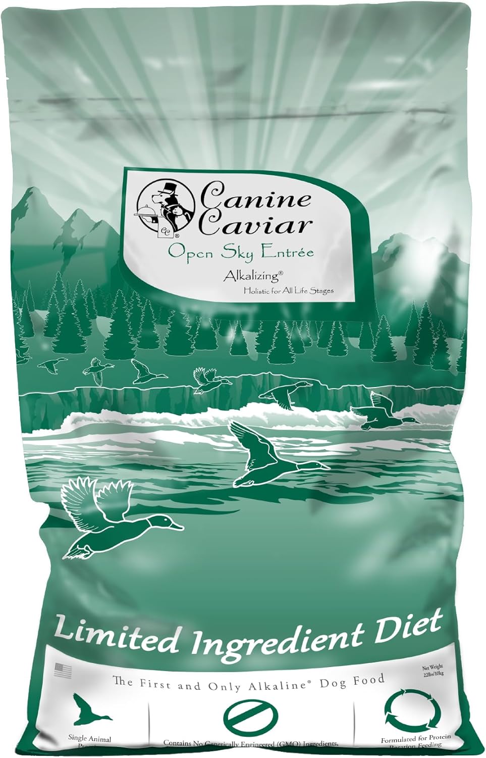 Canine Caviar - Open Sky: Duck & Teff Alkaline Dry Dog Food, Limited Ingredients, Gluten-Free, Based on Science & Research, Veterinary Alternative Diet (22 Pound Bag)