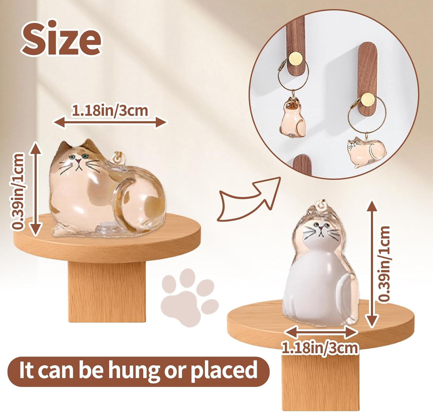 6 Pcs Cat Fur Charm Keepsake Keychain Pet Hair Memorial Capsule Portable Acrylic Memory Pendant for Cat Lovers