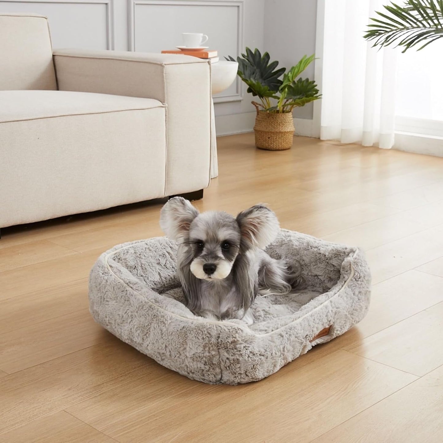 Modern Threads Ultra Soft Plush Pet Bed for Small and Medium Dogs with Elegant Texture and Stylish Design, Grey