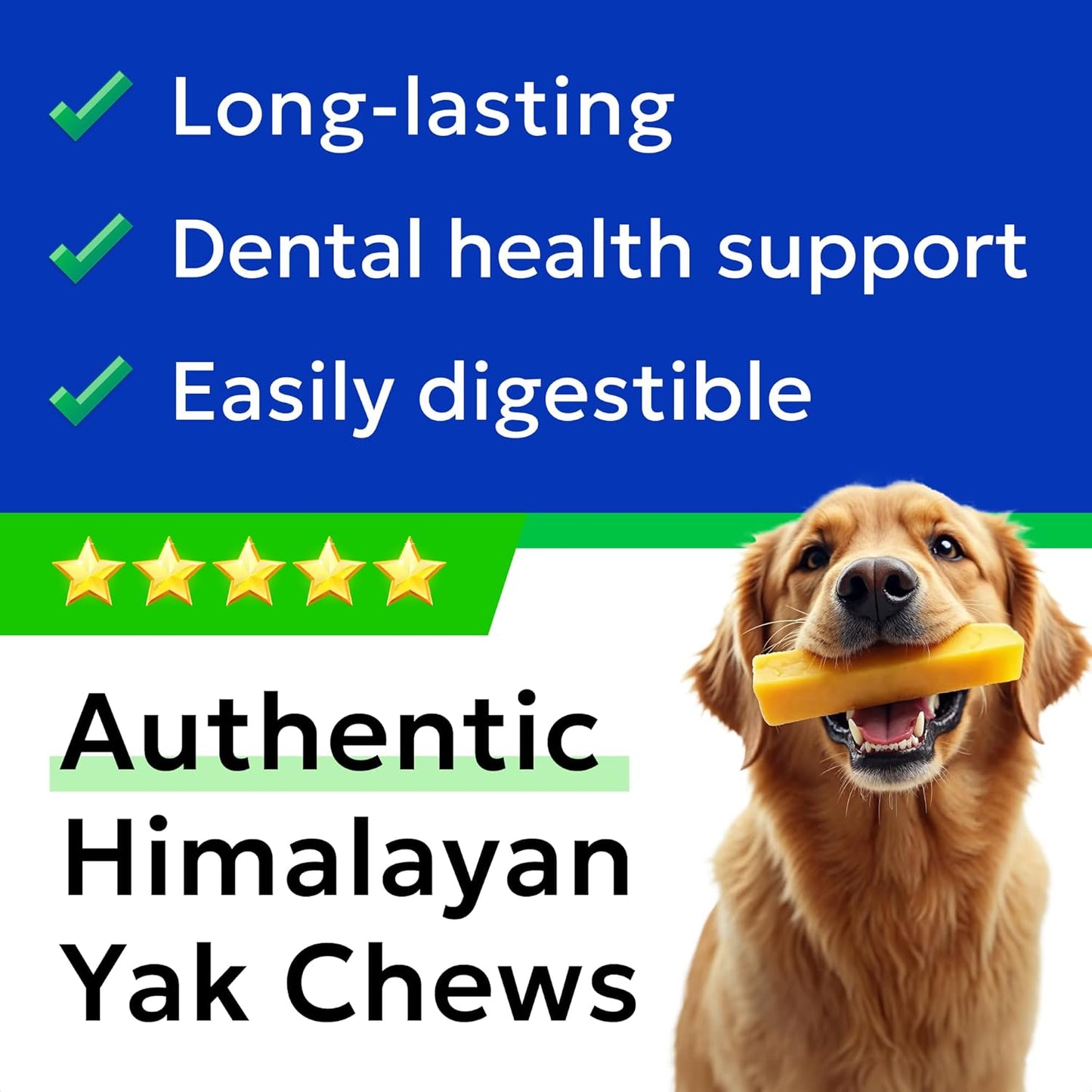 BARK&SPARK Yak Cheese Himalayan Dog Chews - 100% Natural & Long Lasting Dog Treats, Yak Milk Chews for Small, Medium & Large Dogs, Lactose & Gluten Free Dental Sticks, Healthy & Safe (4 Small Chews)