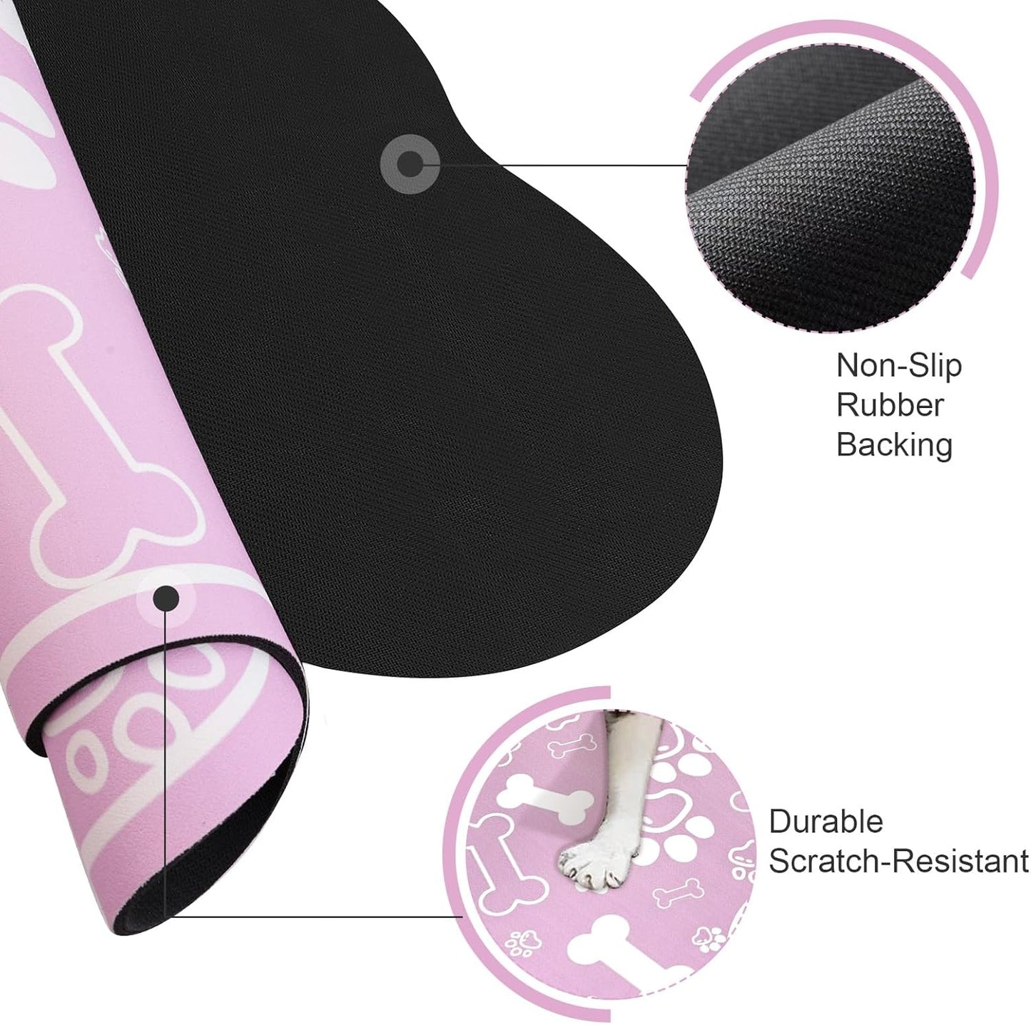 Dog Cat Mat for Food and Water,Rapid Absorbent Pet Feeding Mat, Bone Shaped Dog Placemat Bowl Mat with Rubber Backing,No Stains Pet Food Mats Indoor, Pet Accessories Supplies,Pink 17"×29"