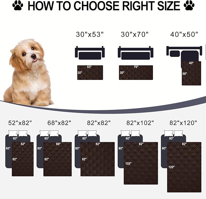 Smiry Waterproof Dog Blanket, 68x82 Inch Soft Pet Bed Cover Reversible, Washable Sofa Couch Furniture Protector for Small Medium Large Dog Puppy Cat, Chocolate/Dark Grey