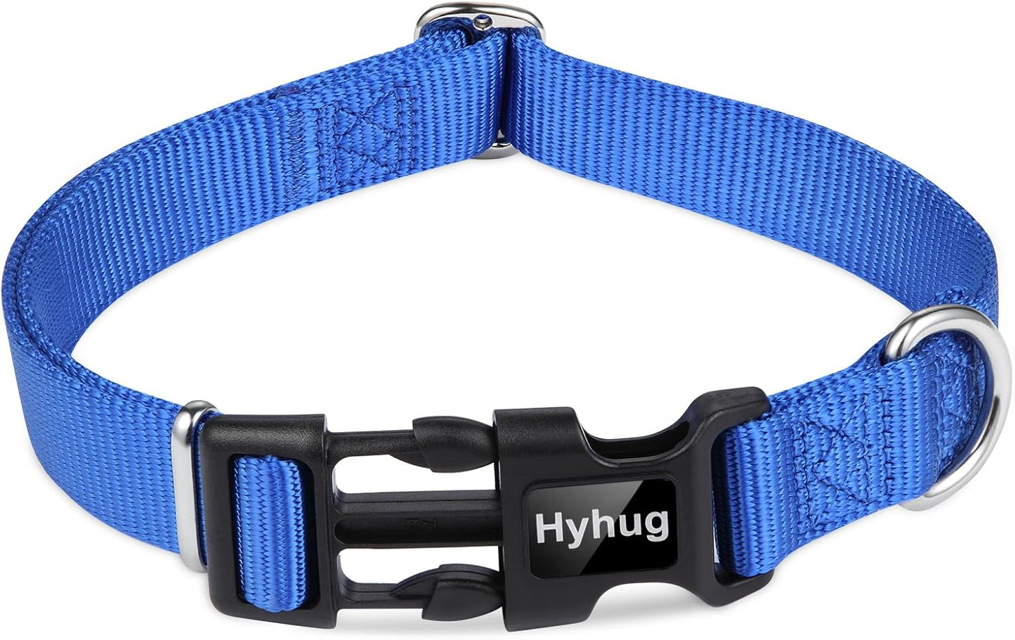 Hyhug Dog Collar for Large Dogs, Heavy Duty Blue| Quick Release Nylon Buckle Collar, Adjustable & Durable Pet Supplies for Boy & Girl Dogs (Large, Bright Blue)