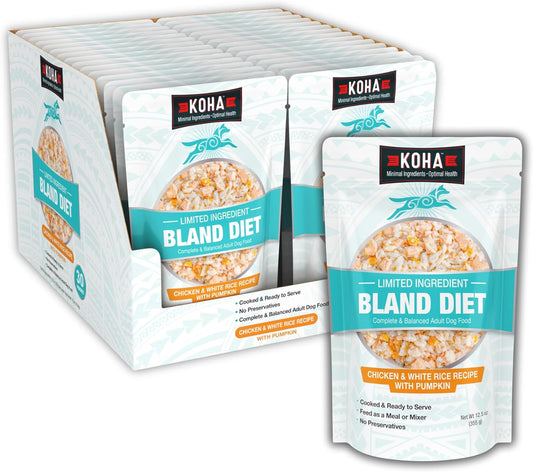 KOHA Pet Limited Ingredient Bland Diet for Dogs Value Pack, Chicken and White Rice Recipe Sensitive Stomach Wet Dog Food, Gentle Formula Easy to Digest Bland Diet Dog Food, Pack of 30