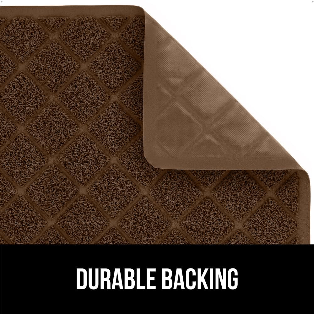 GORILLA GRIP Cat Litter Box Mat, 35x23, Water Resistant, US Designed Kitty Litter Trapping Mats, Easy to Clean, Scatter Control, Less Mess and Clean Floors, Kitten Supplies for Indoor Cats, Brown