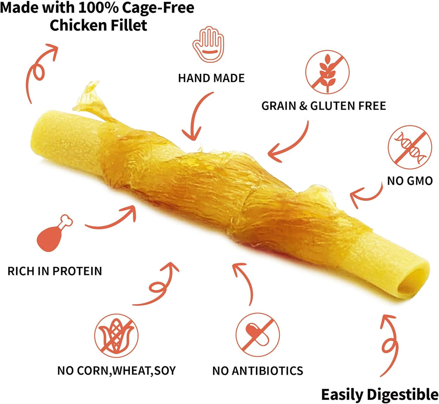 Chicken Wrapped Dog Bone Treat Sticks with Turmeric, Easy to Digest, Non-Rawhide Soft Chicken Cheese Dog Chew Treats 15pcs/Pack (Medium 4.5" 15pcs/Pack x 3packs)