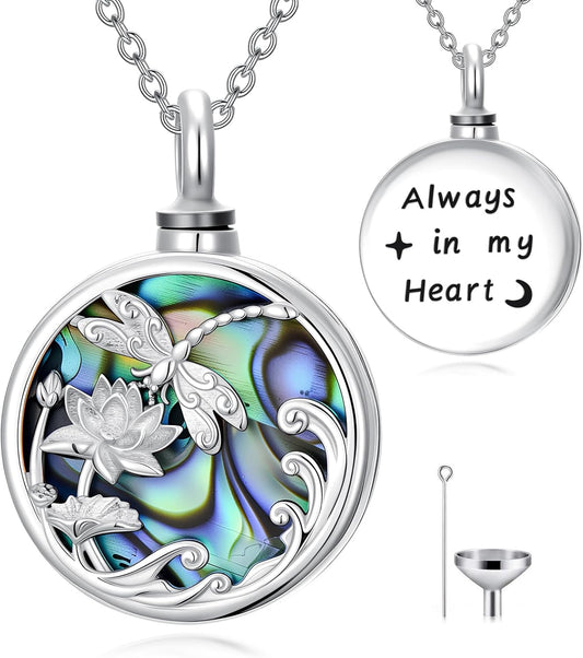WINNICACA Urn Necklace for Ashes Sterling Silver Abalone Shell Cremation Jewelry for Ashes Jewelry Gifts for Nature Lovers Keepsake Memorial Jewelry for Women