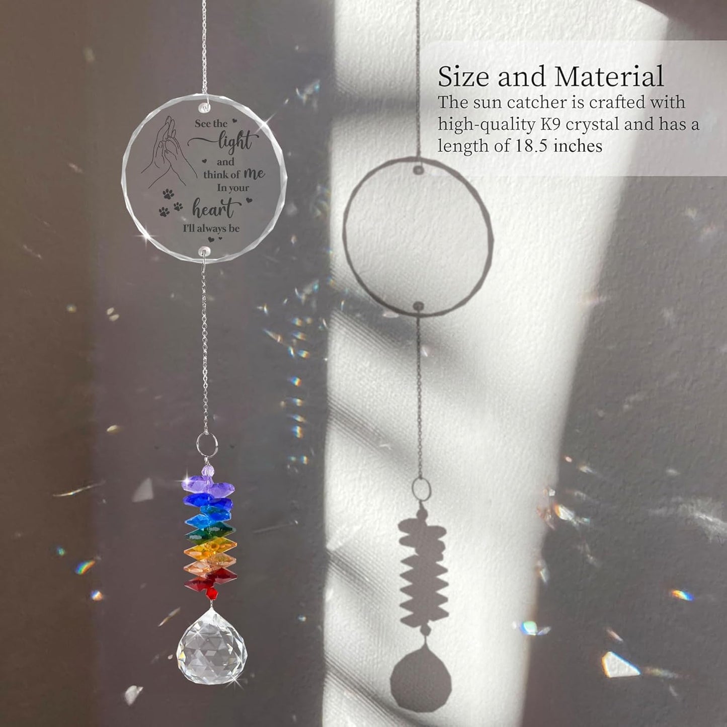 Pet Memorial Suncatcher - Dog Cat Loss Sympathy Gift - Rainbow Crystal Prism - Bereavement Keepsake - Pet Lover Gift - Daily Remembrance - Suncatcher Ornament