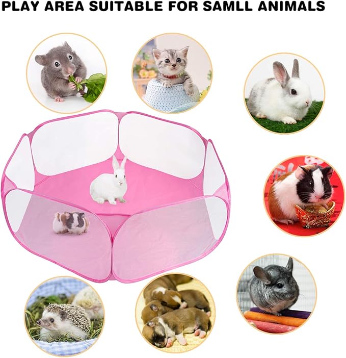 Guinea Pig Cage Rabbit Cage Indoor with Mat Playpen Perfect Size for Small Animal Pet Play Pen Easy to Clean Exercise Yard Fence Portable Tent for Hamsters, Chinchillas, Hedgehog, Puppy, Cats