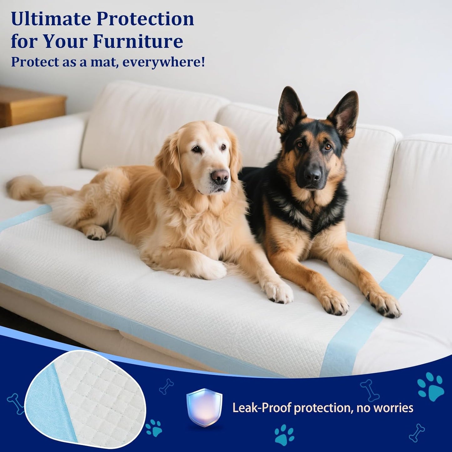 Ownpets XXXXL Puppy Training Pad 47"x31" 40 Count, Extra Large Giant Dog Pee Pads, Leak-Proof 6-Layer Pet Potty Training Pads Pee Pads with Quick-Dry Surface for Puppies, Cats, Rabbits