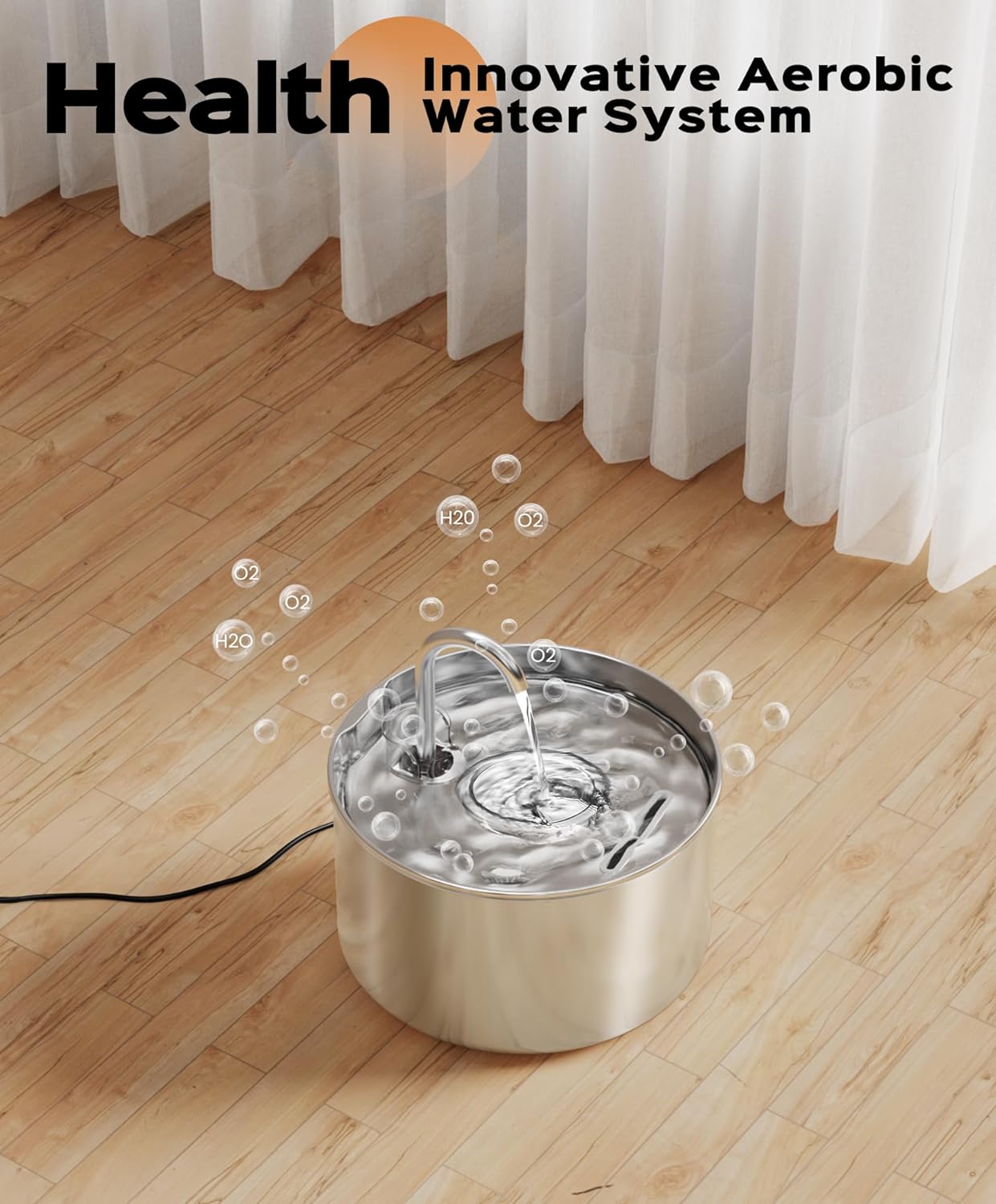 Cat Water Fountain Stainless Steel + 8 filters + 8 Sponges - Pet Water Fountains Faucet Metal Automatic Cat/Dog Waterer Bowls Pets Watering Running Bottle Water Dispenser for Drinking Ultra Quiet Pump