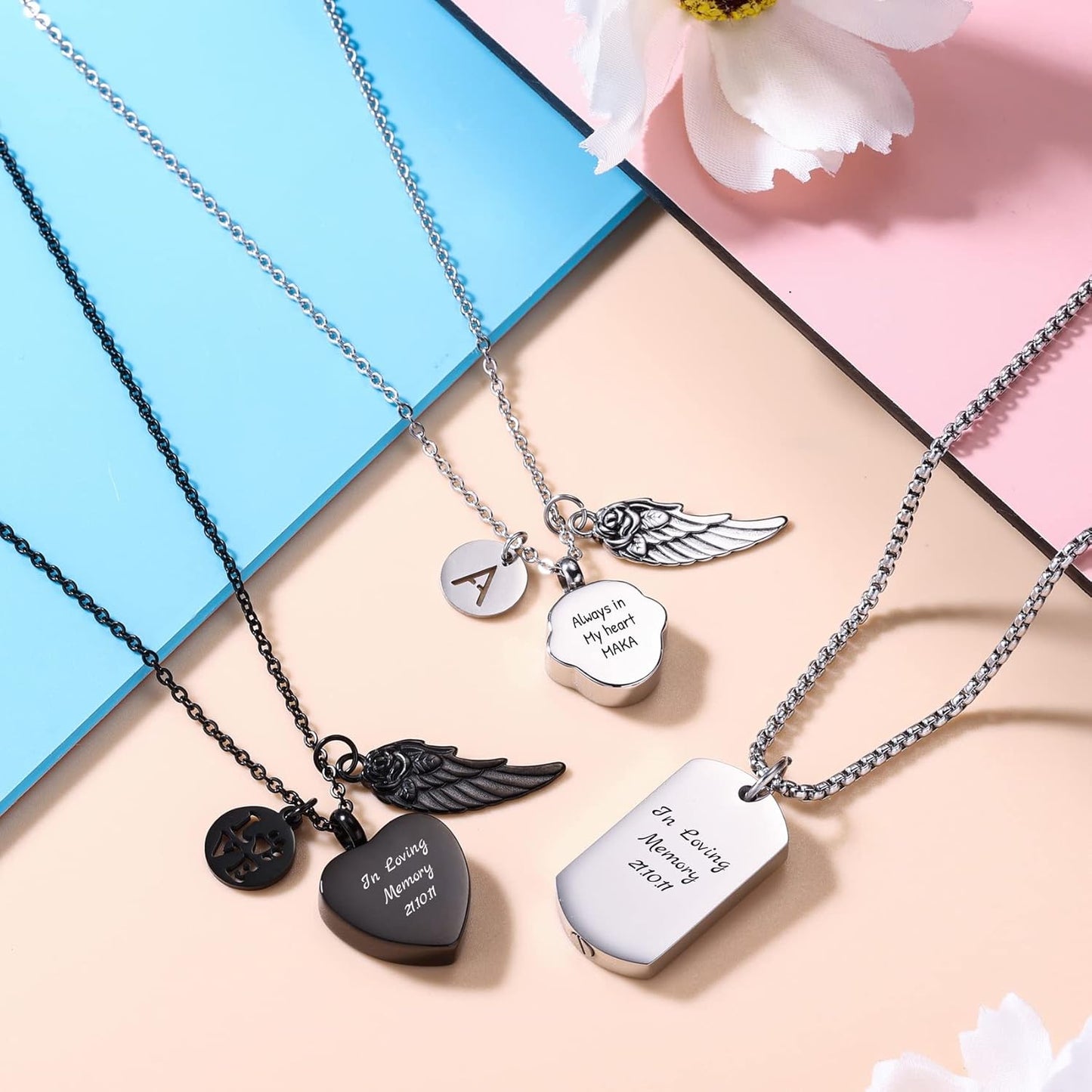 Personalized Urn Necklace for Pet Ashes Custom Photo/Name/Date Paw Print Pendant for Women Men Cremation Jewelry Memorial Keepsake for Dog/Cat/Pet Urn Necklace with Funnel Fill Kit