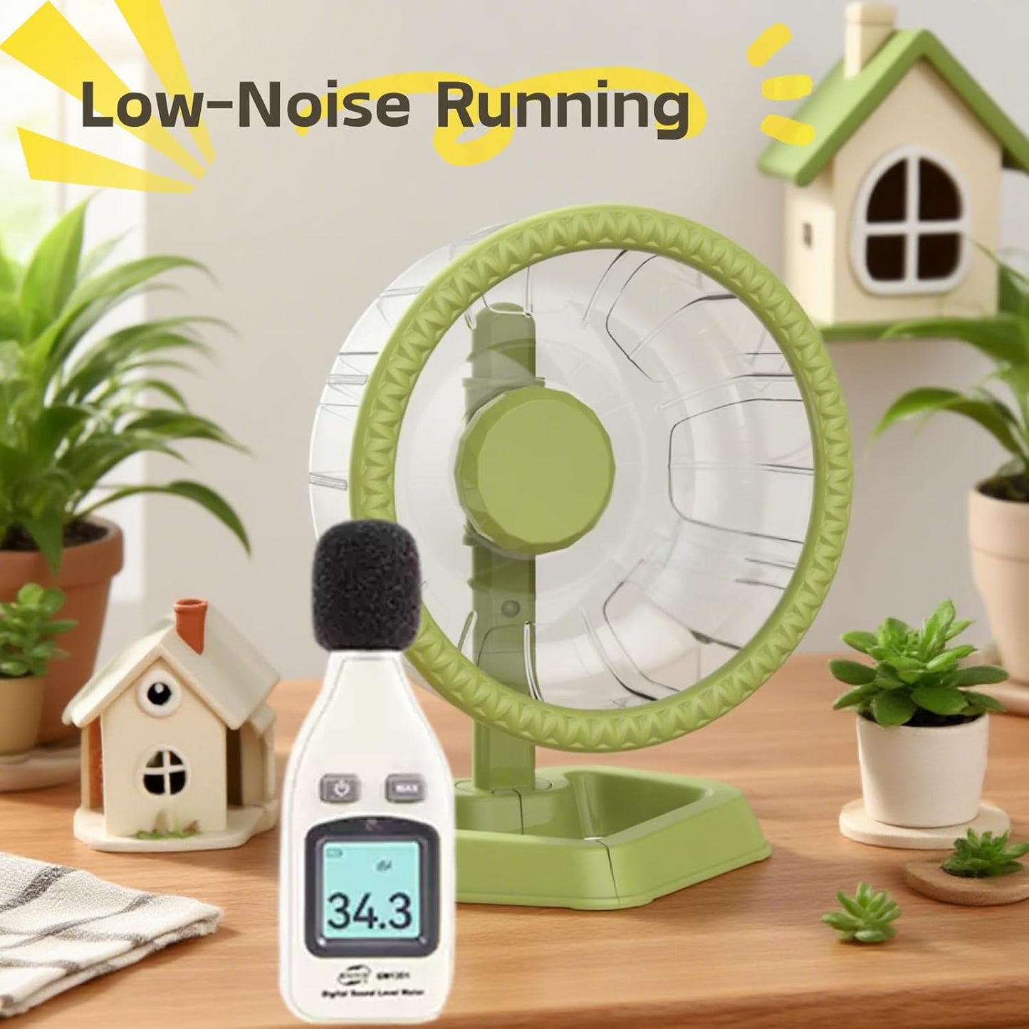 Hamster Exercise Wheels, Quiet Spinner Hamster Running Wheels with Adjustable Stand for Small Animals Dwarf Syrian Hedgehog Gerbils Mice (Green, Small(6.3 inch))