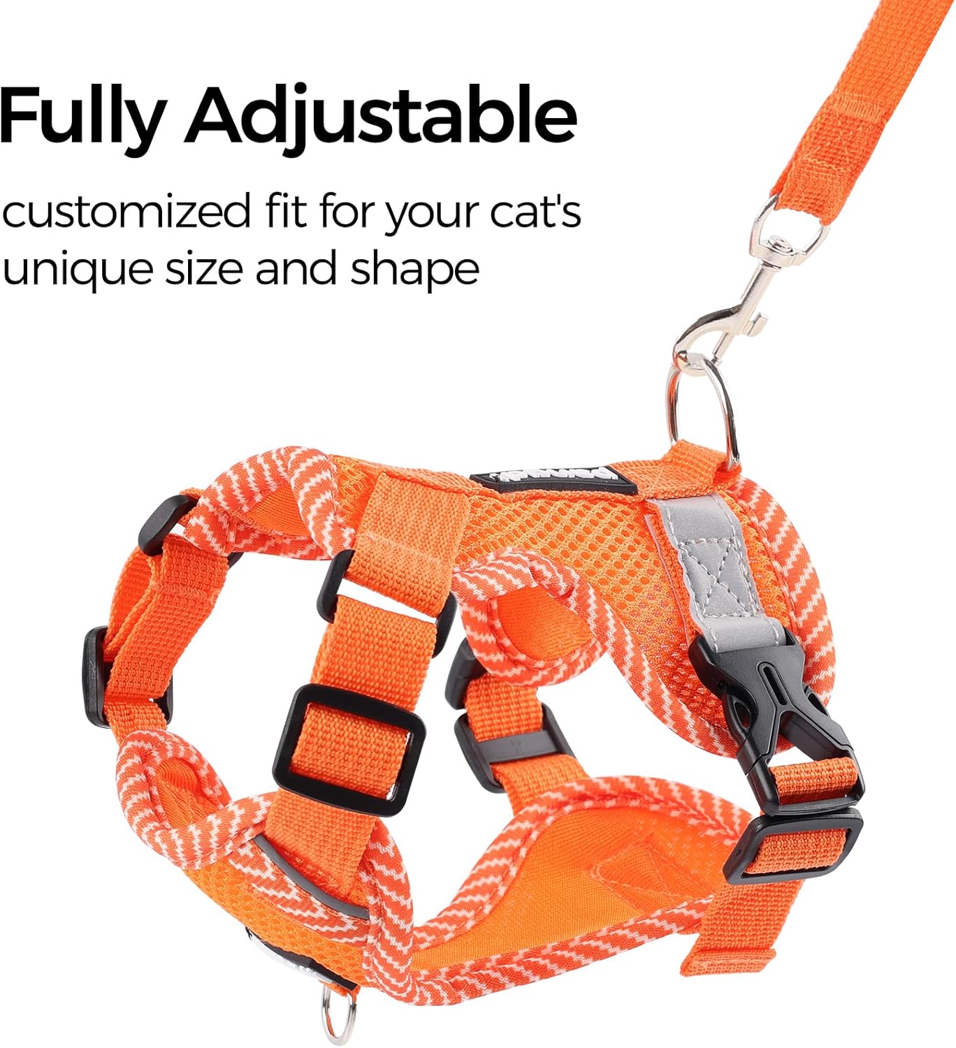 Cat Harness and Leash Escape Proof Extra Large Kitten Harness Maine Coon Cat Vest for Walking Travel, Orange, XL