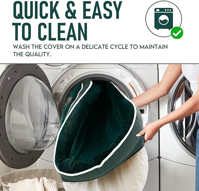 OhGeni Orthopedic Dog Couch Pet Sofa Large Sized Cat Beds with Comfort Foam Support, Soft Comfortable Fabric, Machine Washable Waterproof Removable Cover, 35-Inch (Dark Green)