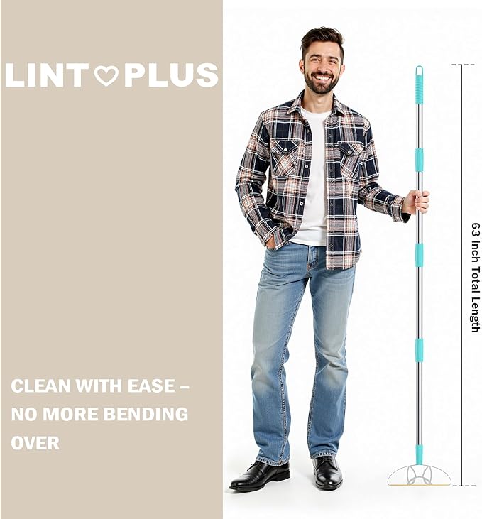 63‘’Ultra Long Heavy Duty Carpet Rake - Efficient Pet Hair Remover for Carpets, Rugs & Furniture, Deep Cleaning Carpet Scraper, Durable Home Use Tool by LINTPLUS