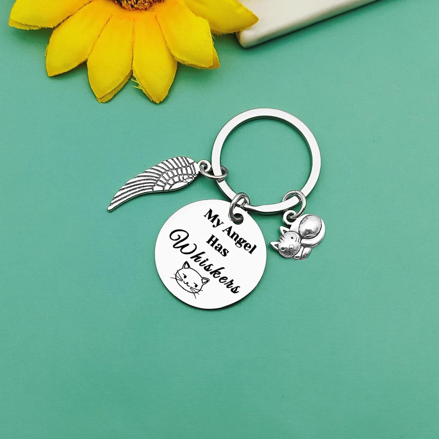 Baipilu Pet Memorial Keychain Gifts Keyring Gift for Loss of Cat In Memory of Cat Pet Jewelry Sympathy Gifts for Cat Lover Family Remembrance Condolences Gift for Women Men Cat Lovers Friends Sister