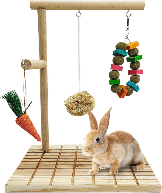 Hamiledyi Rabbit Toys for Bunnies Boredom Indoor Rabbit Scratching Board Bunny Chew Toys for Teeth Grinding Natural Fruit Wood and Corn Cob Timothy Ball Chewing Toys for Rabbits Other Rodent Pets