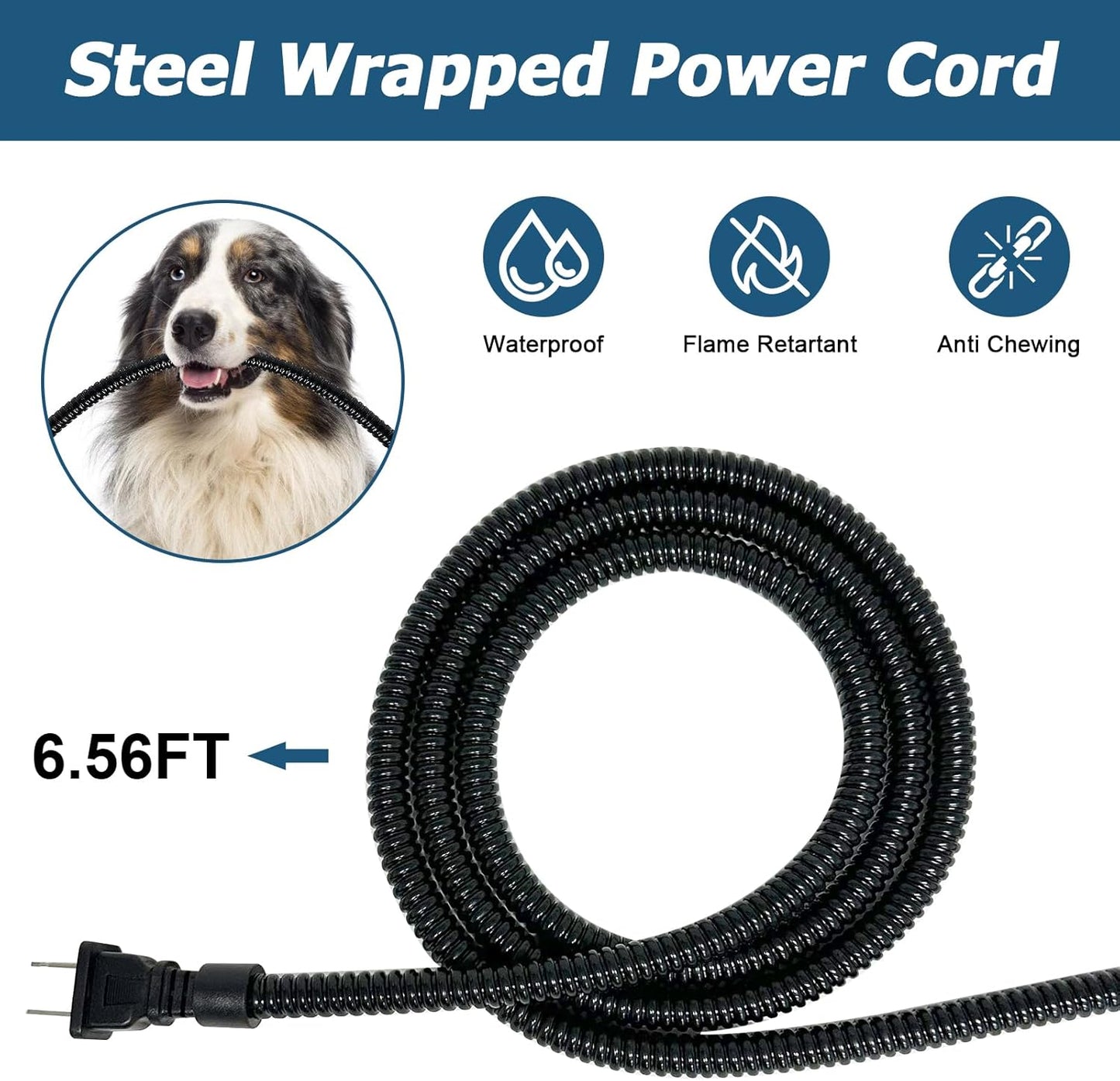 Heated Water Bowl for Outdoor Dog & Cat, Large Heated Dog Bowl Provides Drinkable Water in Winter, Outside Heated Pet Bowl with 78.7in Anti Chew Cord for Dogs Cat Bird Chicken Duck,108 OZ/30W