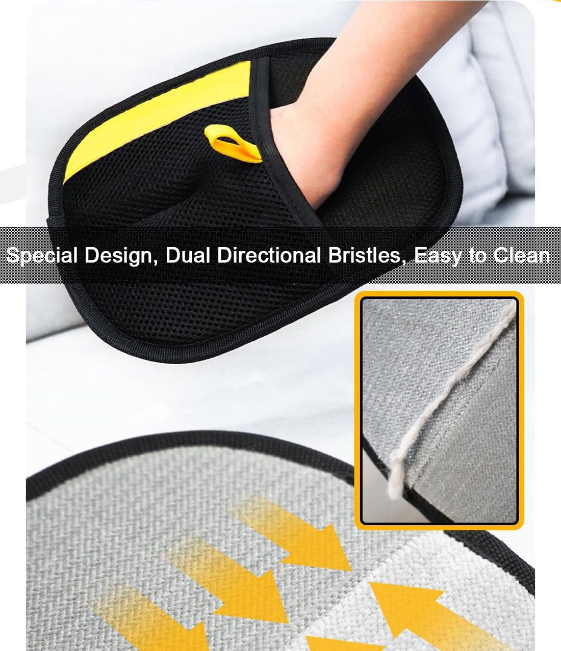 MERRYGOLD 2PCS Pet Hair Removal Glove for Cats and Dogs, Electrostatic Pet Hair Remover Grooming Glove, Reusable Cat Dog Hair Remover Glove Brush for Bed, Clothes, Couch, Carpet, Car Seat