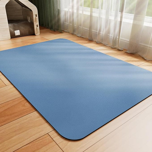 Pet Feeding Mat - Absorbent Dog Mat for Food and Water, No Stains Cat Bowl Mat, Easy to Clean Pet Placemats, Quick Dry Dog Water Dispenser Mat for Messy Drinkers | Blue 18"x28"