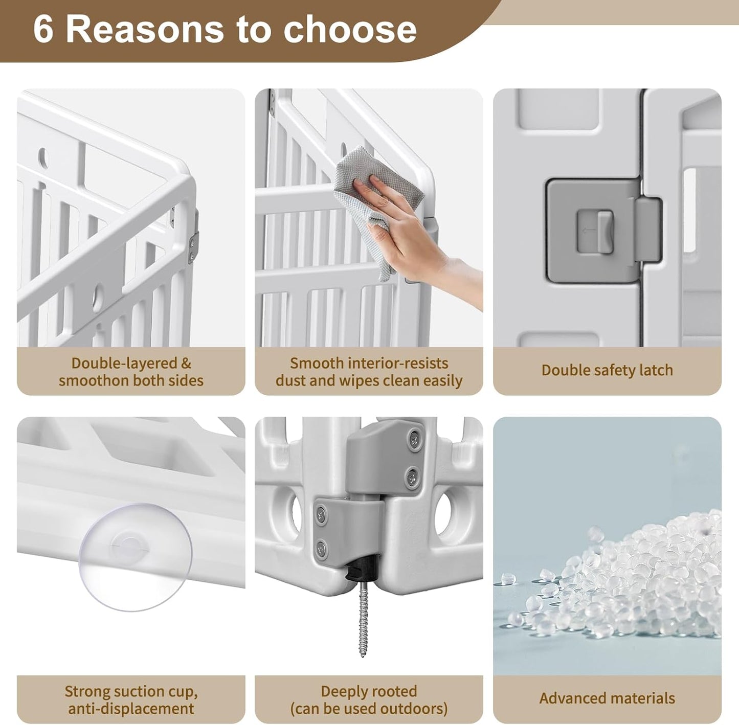 Pet Playpen with Door Dog Playpen Foldable Puppy Playpen for Puppies and Small Dogs 8-Panels Easy Assemble Easy Storing for Indoor and Outdoor (8 Panels)