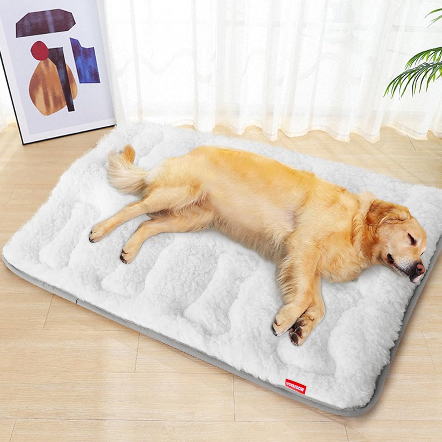 Moonsea Soft Plush Dog Bed Crate Mat, 48" X 30", Anti-Slip Bottom, Machine Washable, 3 Layers of Material for Ultimate Comfort