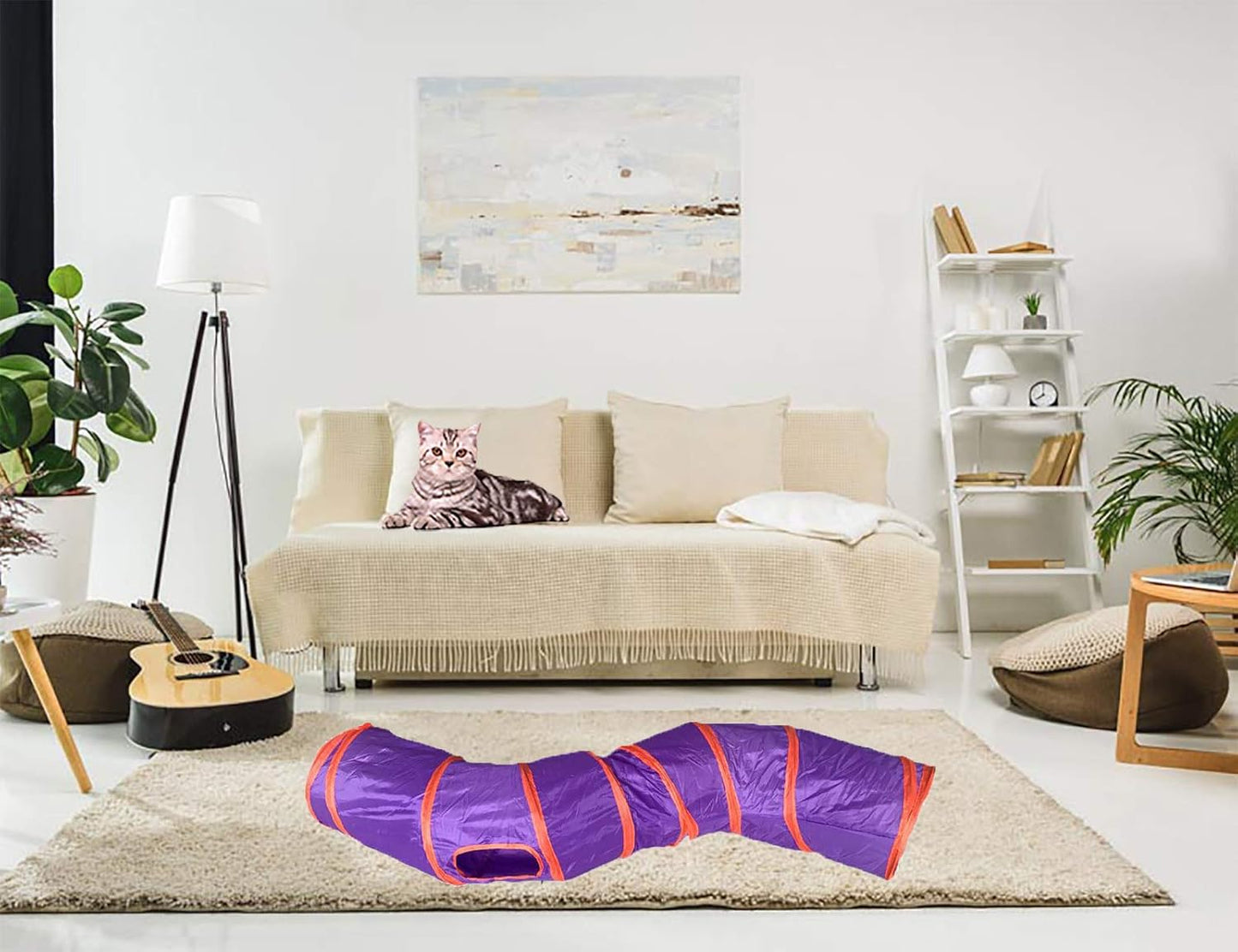 iCAGY Cat Tunnel for Indoor Cats Interactive, Rabbit Tunnel Toys, Pet Toys Play Tunnels for Cats Kittens Rabbits Puppies Crinkle Pop Up 47" Shape S