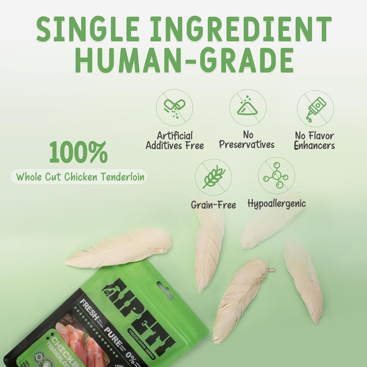 Freeze Dried Chicken Tenderloins Treats for Cats & Dogs, Single Ingredient, Premium Quality High Protein Training Treats, Low Fat for Weight Management, Grain Free, Gluten Free, Filler Free