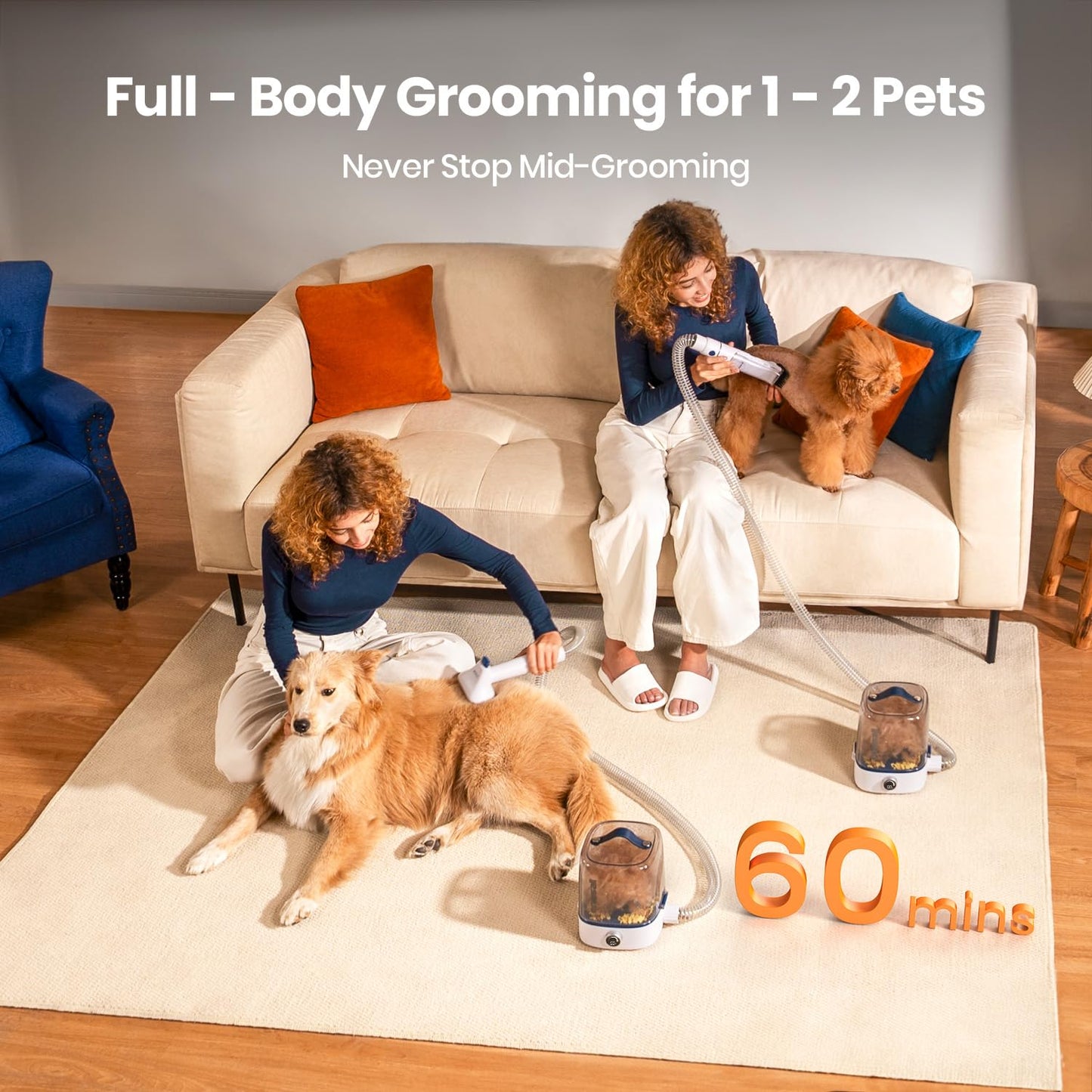 oneisall Cordless Dog Grooming Vacuum Kit, Dog Grooming Kit with 5100mAh & 4-in-1 Pet Tools, 3L Dust Cup, Low Noise for Shedding & Grooming and Suitable for Home/Car Cleaning