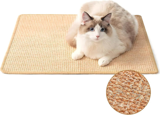 Large Cat Scratch Mat [32 X 20 Inch] Natural Sisal Cat Scratching Mats for Indoor Cats, Durable Cat Scratcher Rug Sisal Pad for Cats Bed, Floor, Couch, Carpets
