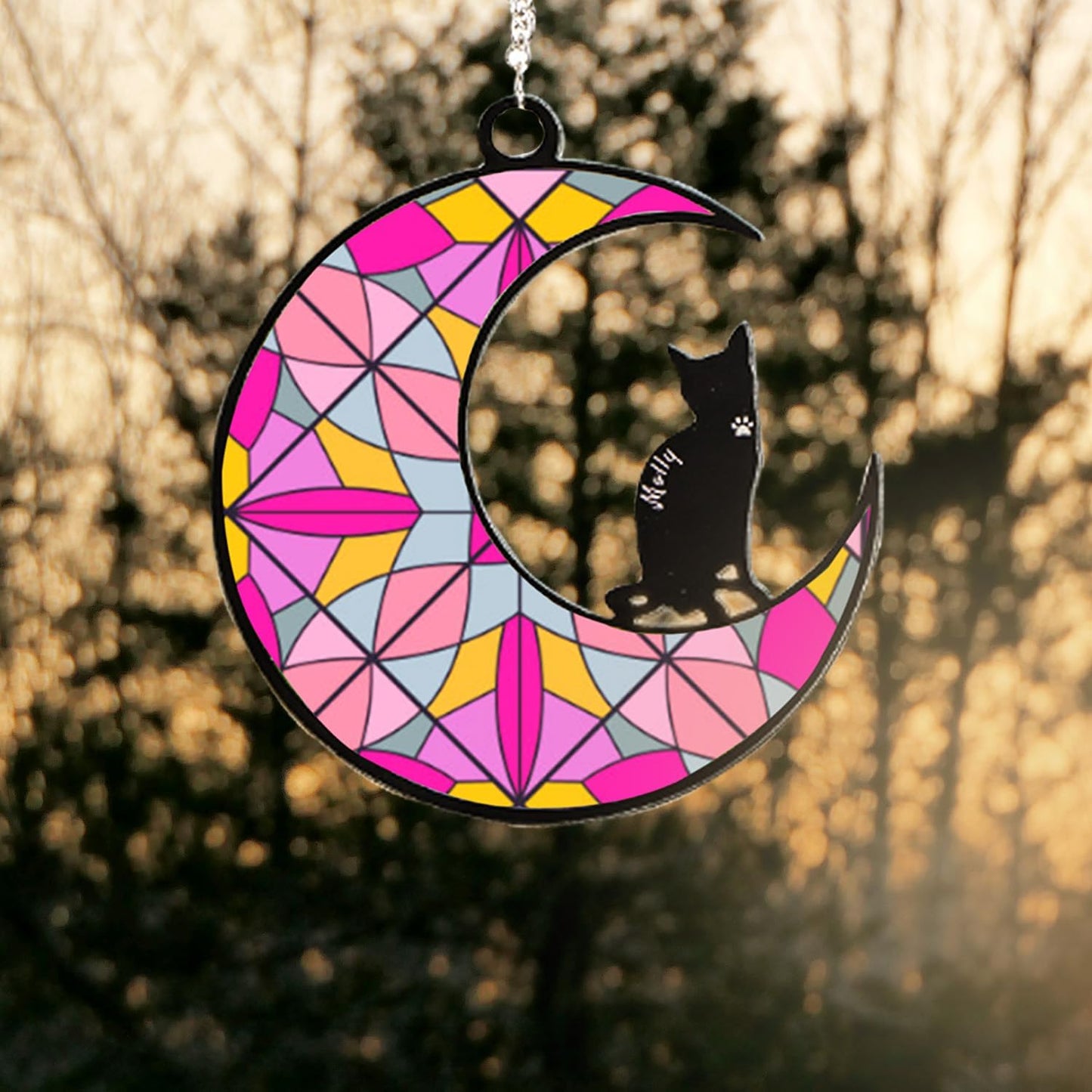 Memorial Suncatcher,Memorial Gift for Loss,Personalized with Name Date Breeds Suncatcher,Loss of Cat Sympathy Gift for Cat Lovers,Christmas Ornament Window Hangings