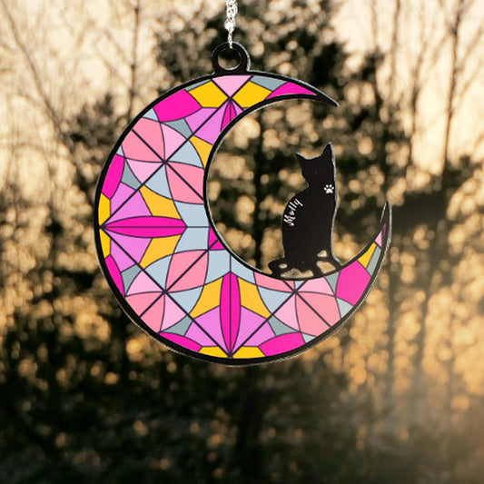 Memorial Suncatcher,Memorial Gift for Loss,Personalized with Name Date Breeds Suncatcher,Loss of Cat Sympathy Gift for Cat Lovers,Christmas Ornament Window Hangings