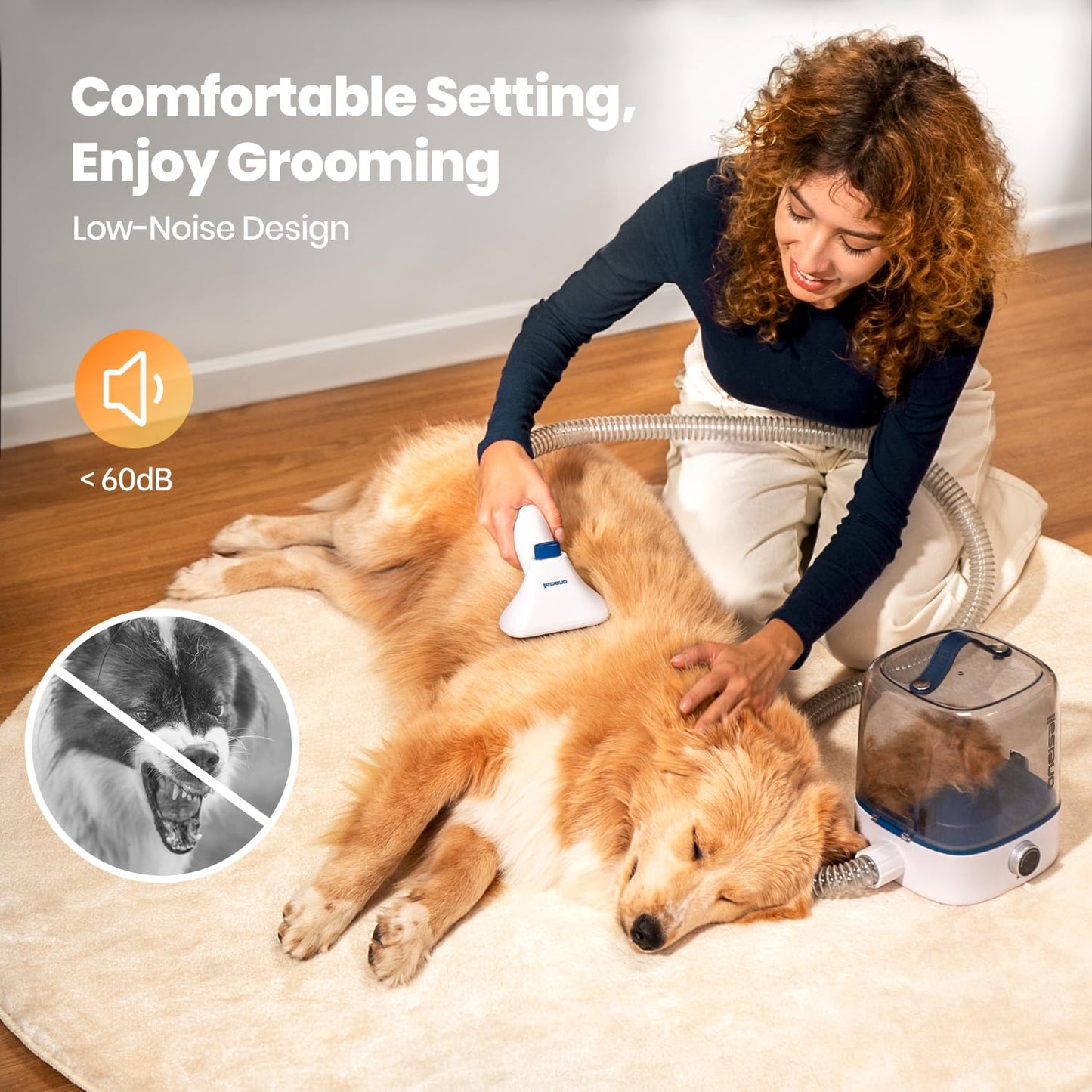 oneisall Cordless Dog Grooming Vacuum Kit, Dog Grooming Kit with 5100mAh & 4-in-1 Pet Tools, 3L Dust Cup, Low Noise for Shedding & Grooming and Suitable for Home/Car Cleaning