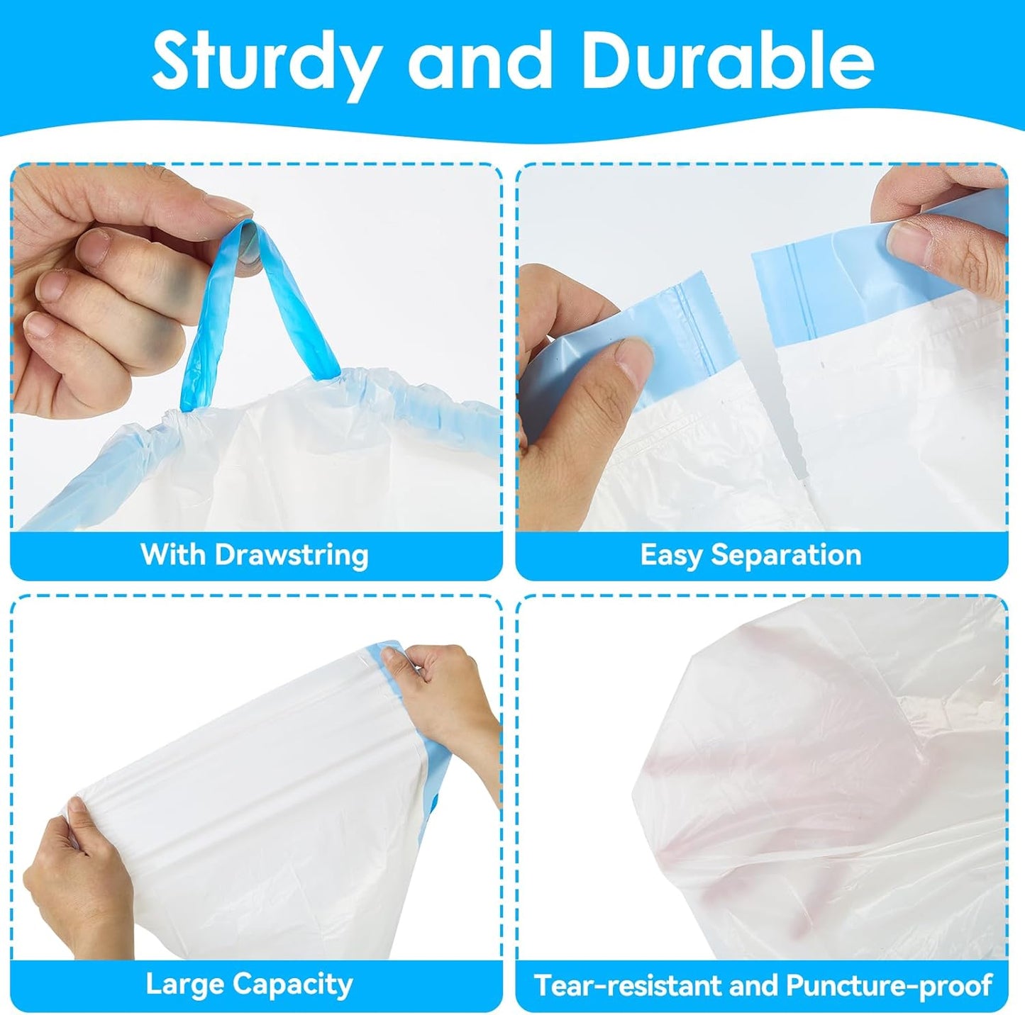 Cat Litter Bags 60Count, 26.37"x15.74" Drawstring Close Litter Box Liners for Automatic Litter Box,Thick Cat Poop Bags,Easy to Clean,Heavy Duty Robot Bag for Self-Cleaning Box