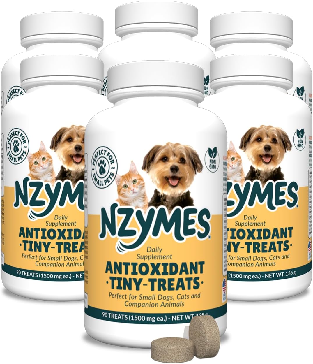 Nzymes® Antioxidant Tiny Treats - for Dogs Joints, HIPS, Paralysis, Skin, Coat, Hair Loss, Aging, Digestion, Seizures - Dog Treats for Small Dogs - 540 Treats - Made in The USA