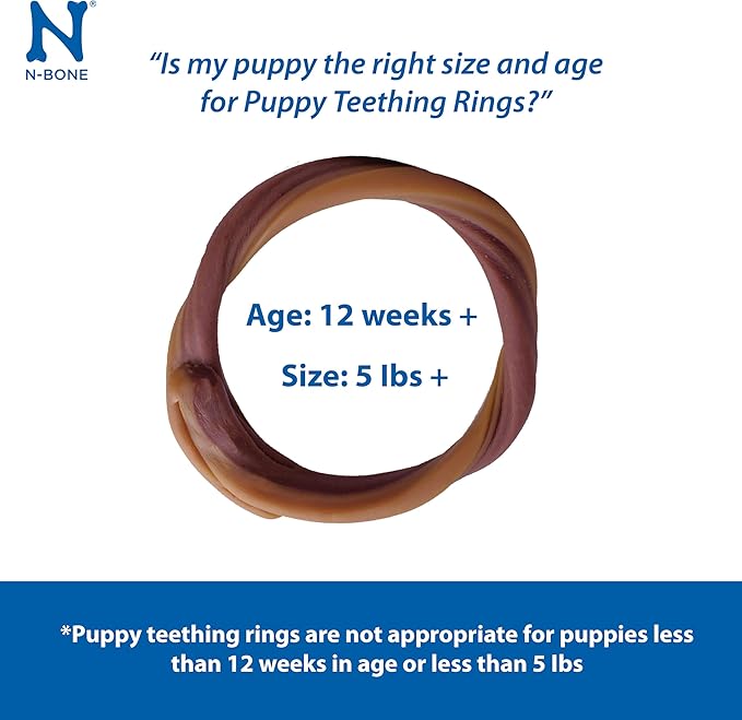N-Bone Puppy Teething Rings Peanut Butter Flavor Dog Treat, 6 Count Bag, 7.2-oz