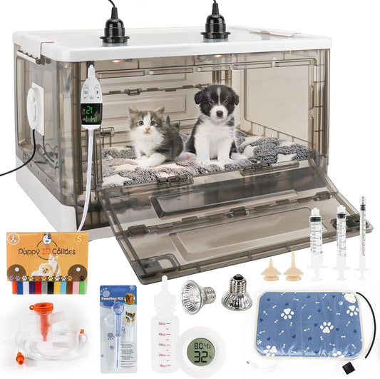 Puppy Incubator with Heating - Puppy Incubator,Fan Ventilation Circulation Design,Kitten Incubator,Incubator for Puppies with Puppy Heating Mat (85L)