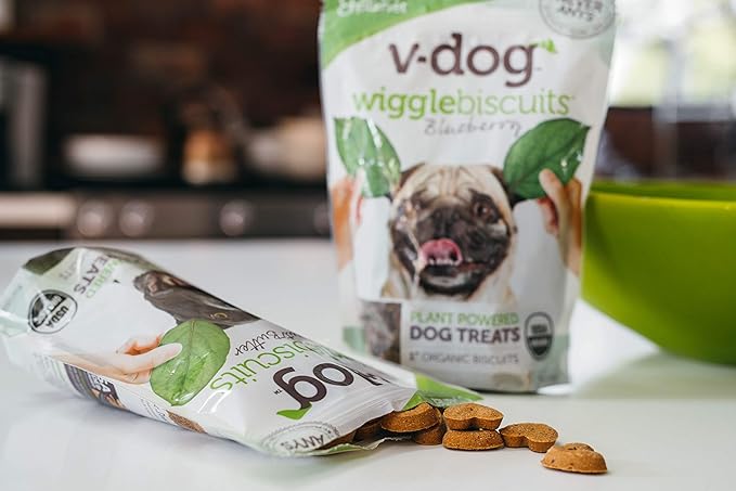 V-Dog Vegan Wiggle Biscuit Organic Dog Treats, Peanut Butter, 10 Ounce, Superfoods