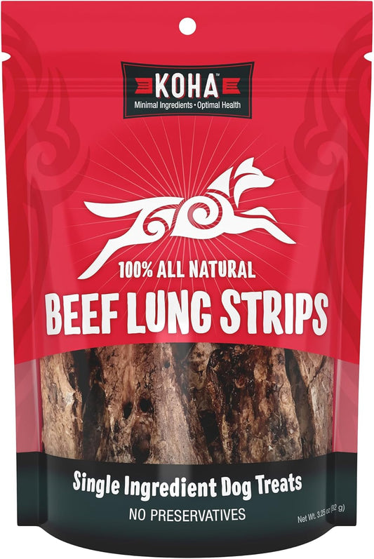 KOHA Beef Strips Single Ingredient Dog Treats, Air Dried Natural Treats for Dogs, Real Beef Dog Treats, 3.25 oz