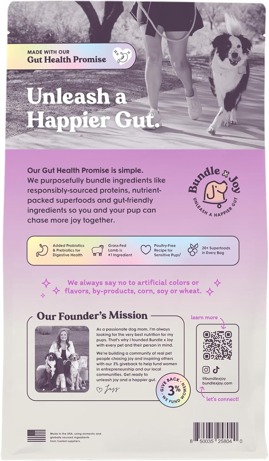 Bundle x Joy Superfood Dry Dog Food - Pet Food for Small, Medium and Large Breeds - Made with Real Ingredients - Nutrient Dense Probiotic Dog Food to Support Healthy Digestion (12 Pound, Lamb)