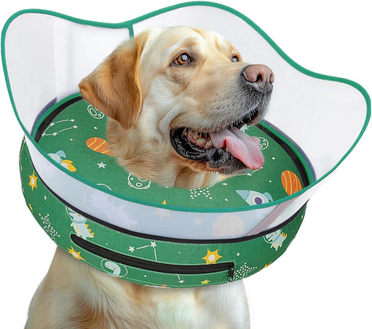 Elevated Inflatable Dog Cone Collar to Stop Licking, Doggie Donut Collar After Surgery, Soft Dog Cone Alternative for Small Medium Large Dogs