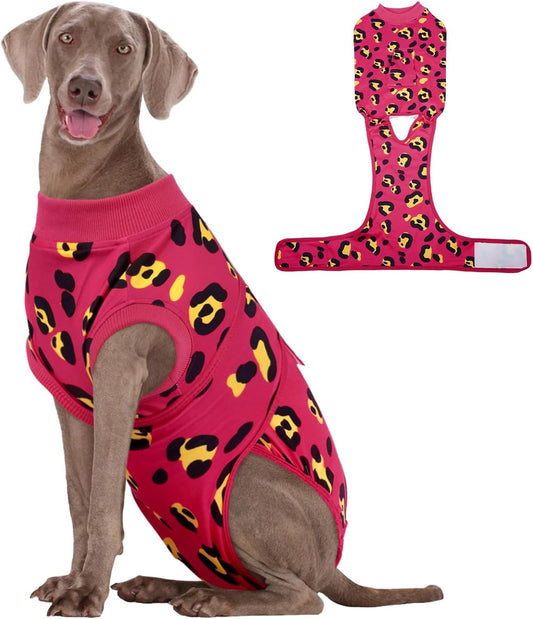 Kuoser Dog Recovery Suit for Dogs After Surgery,Professional Surgical Onesie for Female Male Dogs Spay Neuter,Soft Dog Surgery Suit Bodysuit for Abdominal Wounds Skin Disease,Rose XL