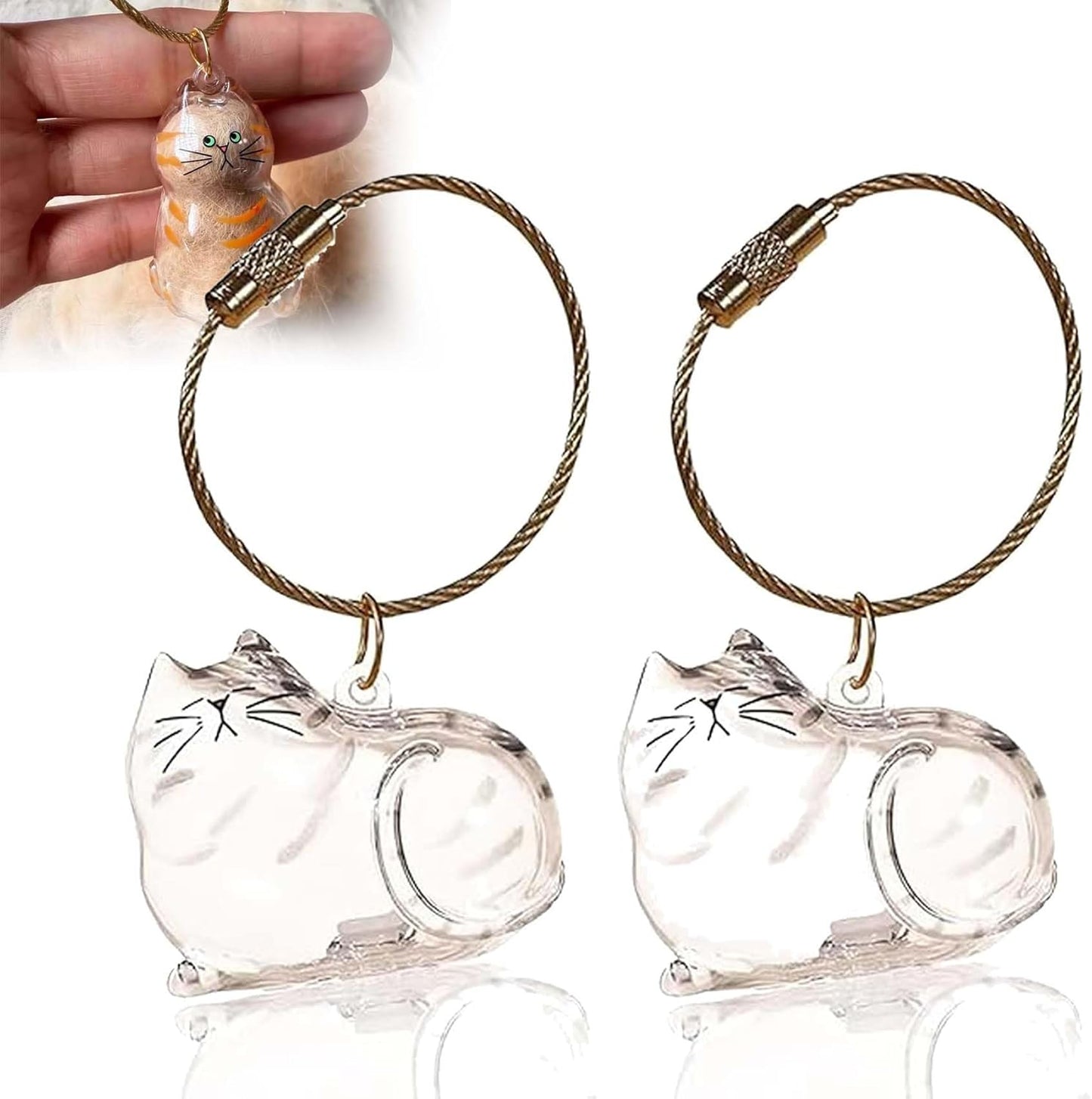 Cat Hair Holder Keychain,Cat Hair Memorial Keyring,Cats keychain Hair Storage Bottle,Transparent Cats Hairs Pendants