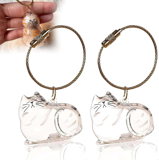 Cat Hair Holder Keychain,Cat Hair Memorial Keyring,Cats keychain Hair Storage Bottle,Transparent Cats Hairs Pendants