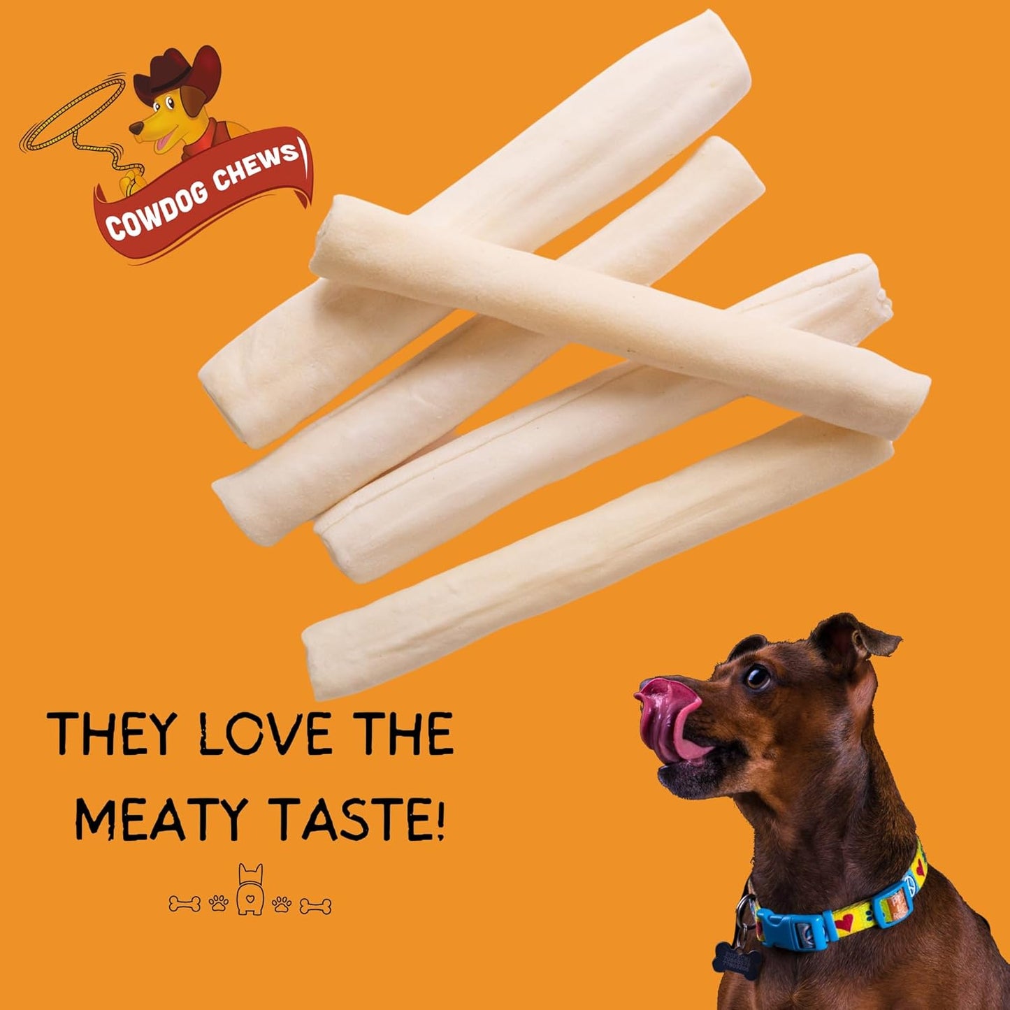 Cowdog Chews Beefhide Roll (7-8 inch) Long Lasting Dog Treat Bone, Great for Dental Health and Aggressive Chewers (80 Count)