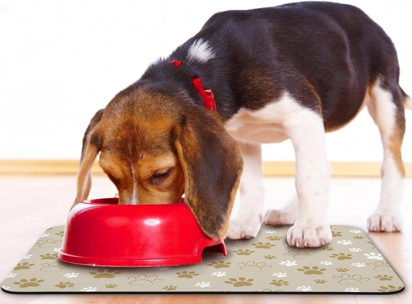 Dog Food Mat, Absorbent Water Bowl Mats Cat Pet Feeding Placemats Beige 12 * 20 inch