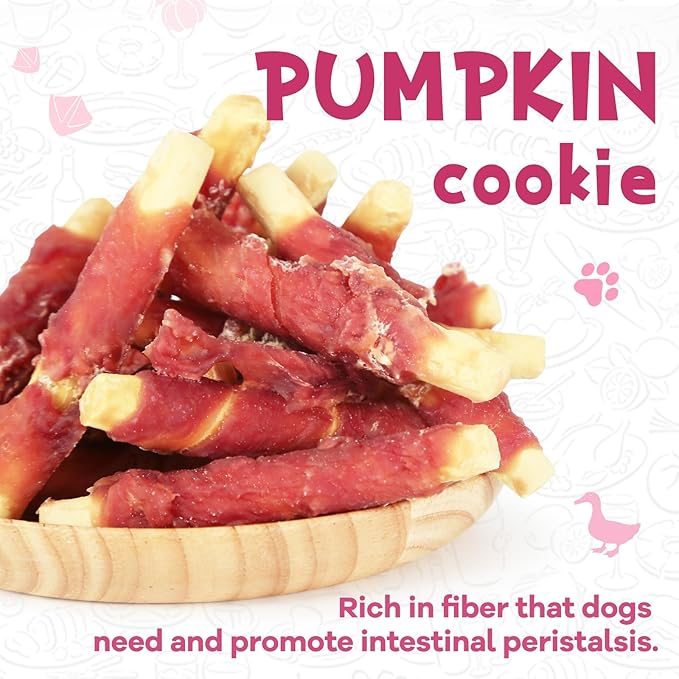 Dog Treats Pumpkin Biscuits Sticks w/Duck Low Fat Dog Snacks, Healthy Biscuits with Taurine for Small Dogs, 12.5 oz