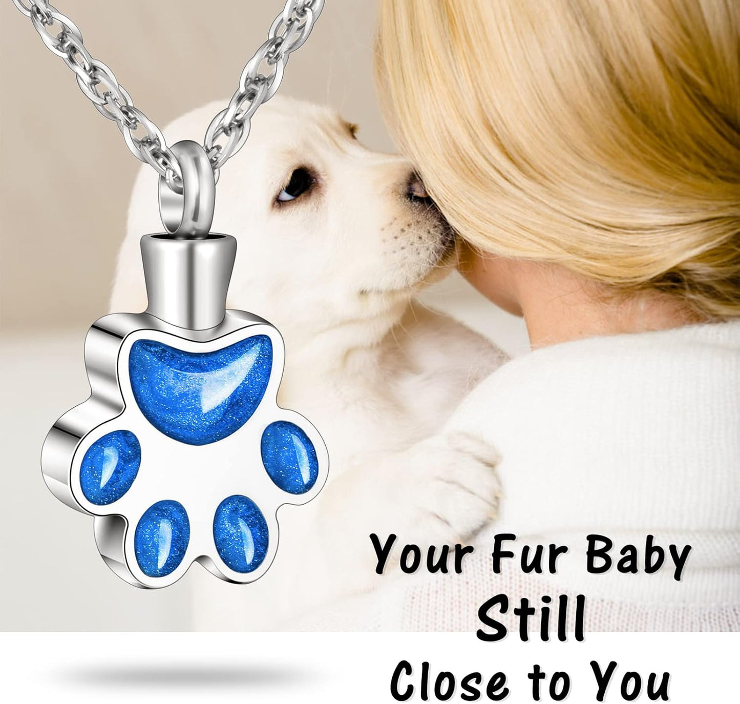 abooxiu Paw Print Urn Necklace for Ashes Cremation Necklace for Pet Ashes Stainless Steel Ash Necklace Memorial Ash Holder