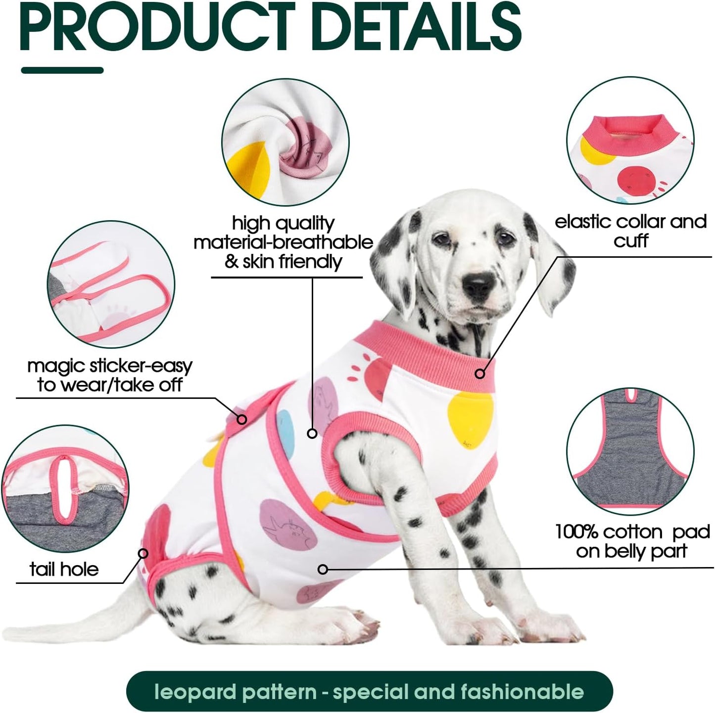 Kuoser Dog Recovery Suit for Female Male Dogs, Post-Surgery Bodysuit for Spay Neuter, Dog Onesie After Surgery, Anti-Licking Pet Surgical Recovery Suit